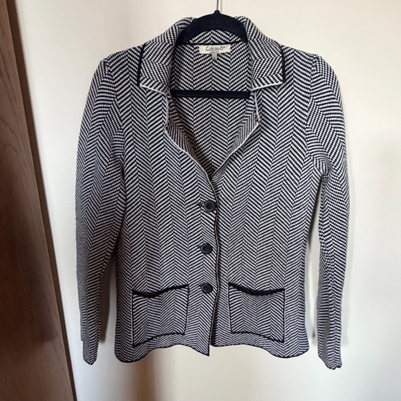 cocogio Sweaters - Cocogio herringbone wool sweater black and white M